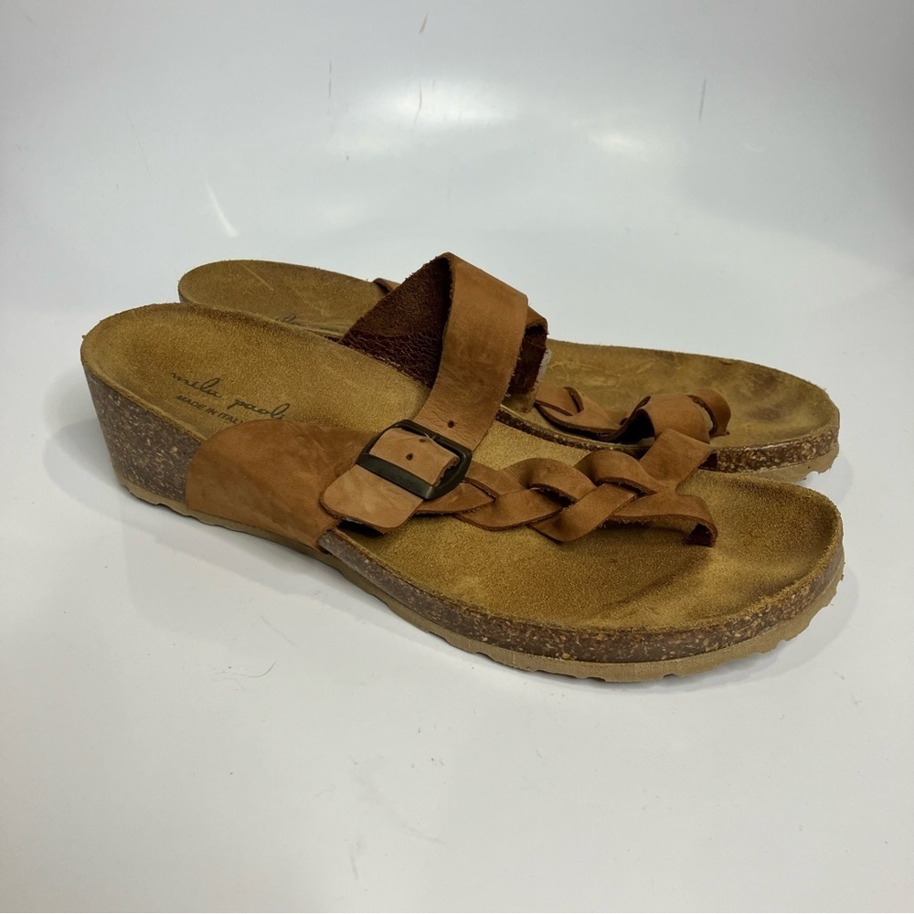 Mila Paoli‎ braided leather wedge sandals size 9.5